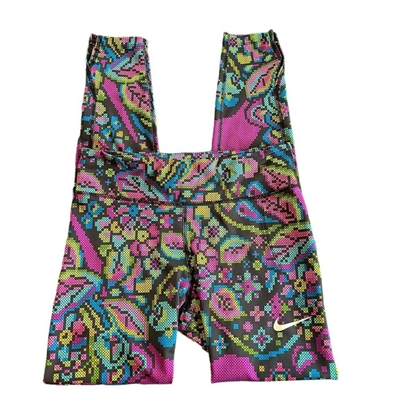 Nike Pants - Nike Women's Fast Printed Running Leggings Size M Dri-Fit Drawstring Pockets